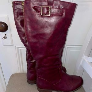 BAMBOO Burgundy Riding Boots